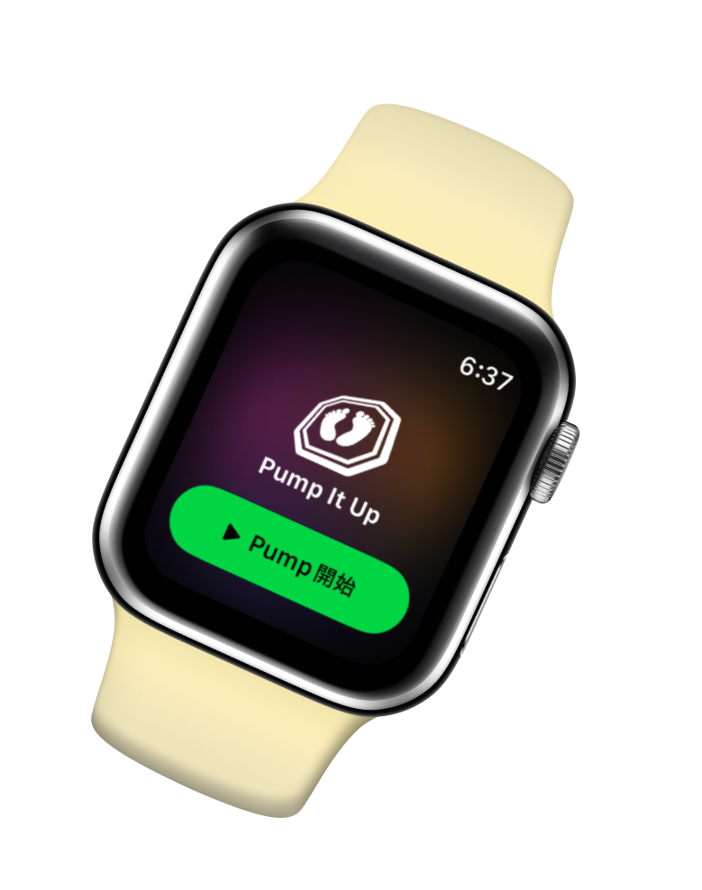Apple WatchのUpscoreに表示された「Pump 開始」ボタン