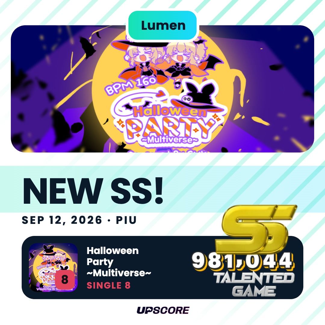 Card: new SS in Pump It Up on Halloween Party ~Multiverse~, single level 8, 981,044